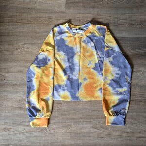 NWOT SHEIN Tie Dye Yellow/Gray Crop Top